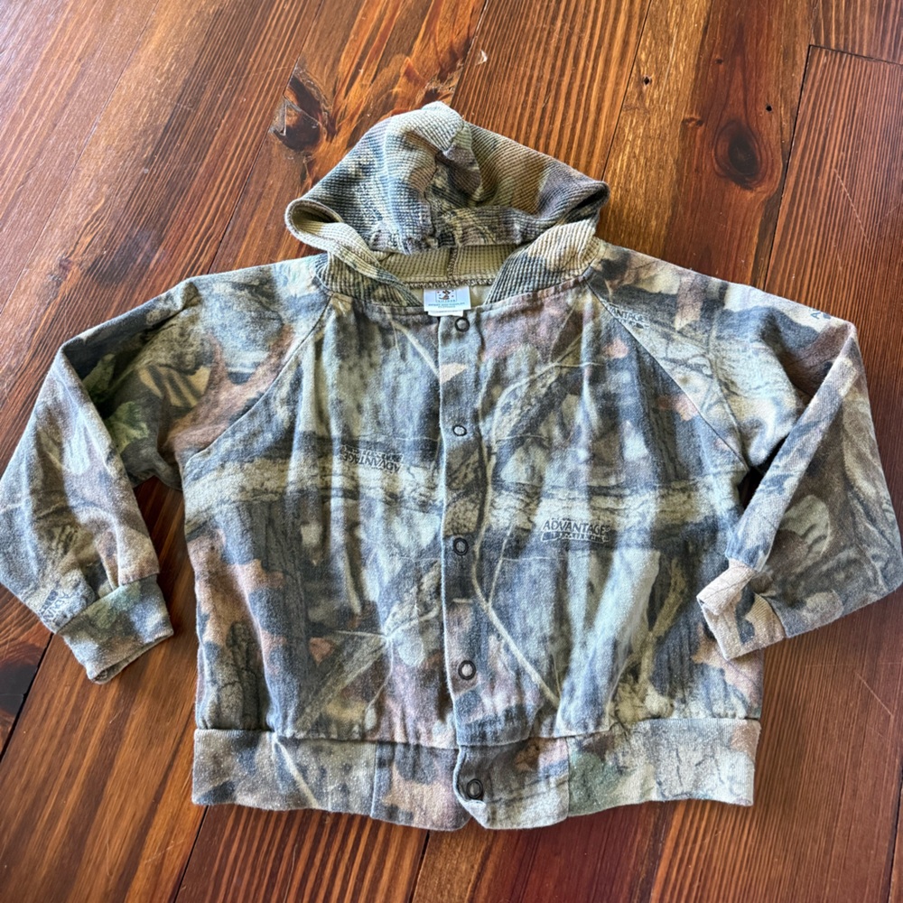 Kids Camouflage Snap-Front Hooded Jacket